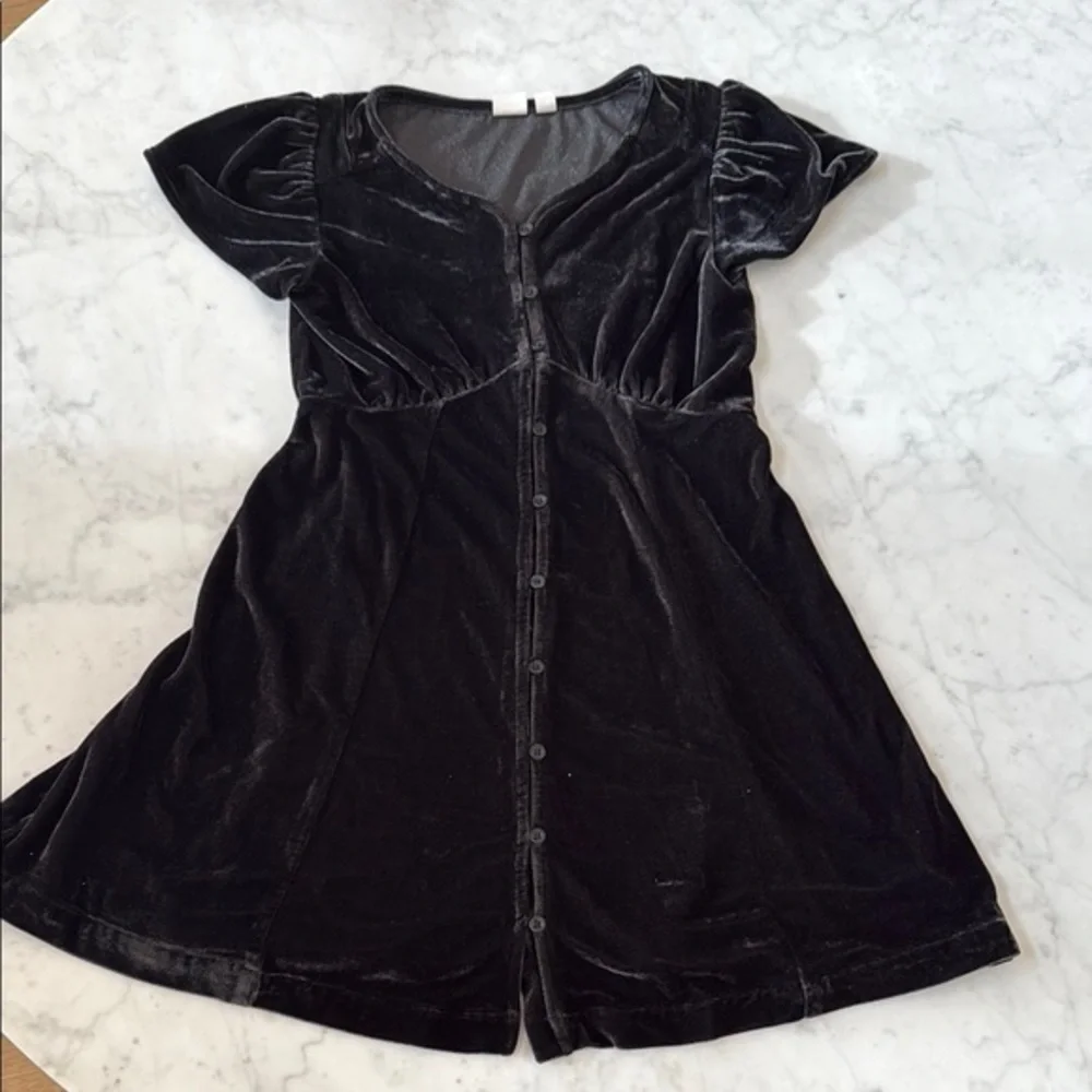 GAP Girls Velvet Dress Size 10 Gray Flutter Sleeve Holiday Party Dress